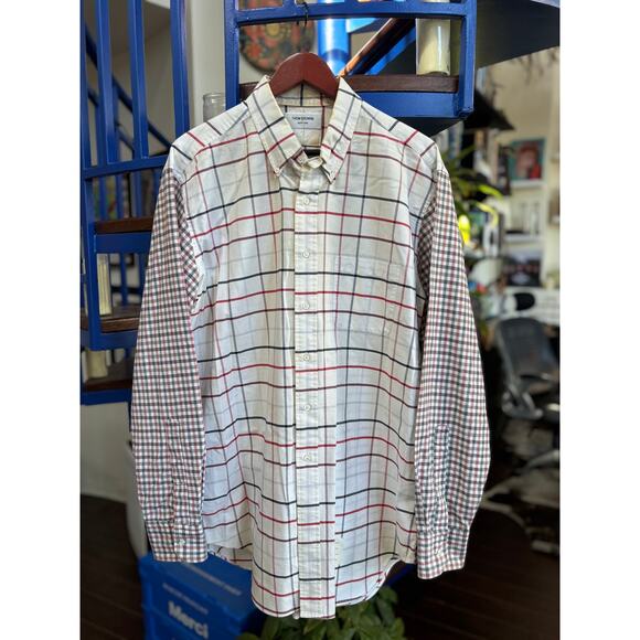 Thom Browne White and Red Check Button Down Shirt Size 5 XXL - Picture 1 of 4